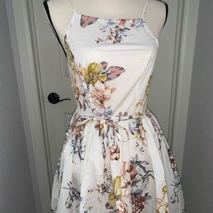 White Floral High Neck Dress